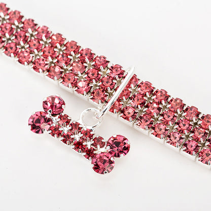 Three-row Elastic Necklace Pet Collar