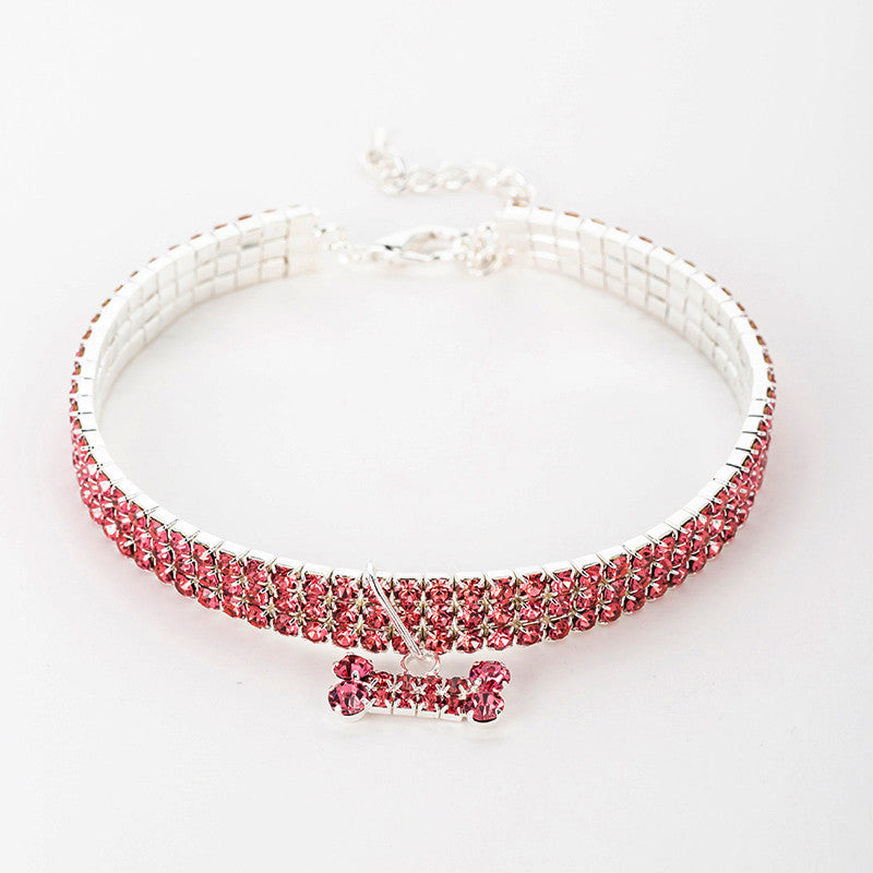 Three-row Elastic Necklace Pet Collar