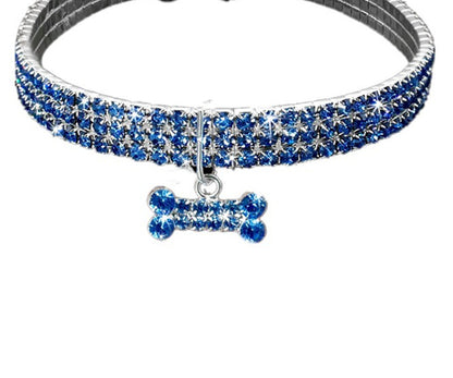 Three-row Elastic Necklace Pet Collar