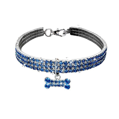 Three-row Elastic Necklace Pet Collar