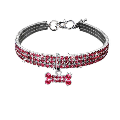 Three-row Elastic Necklace Pet Collar