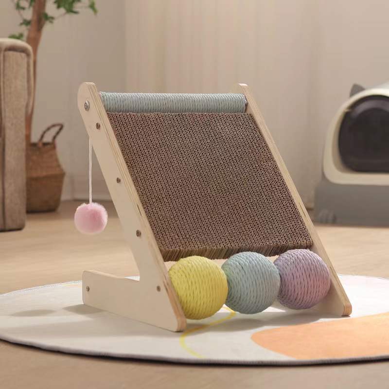 Cat Scratching Board Vertical Solid Wood Toy