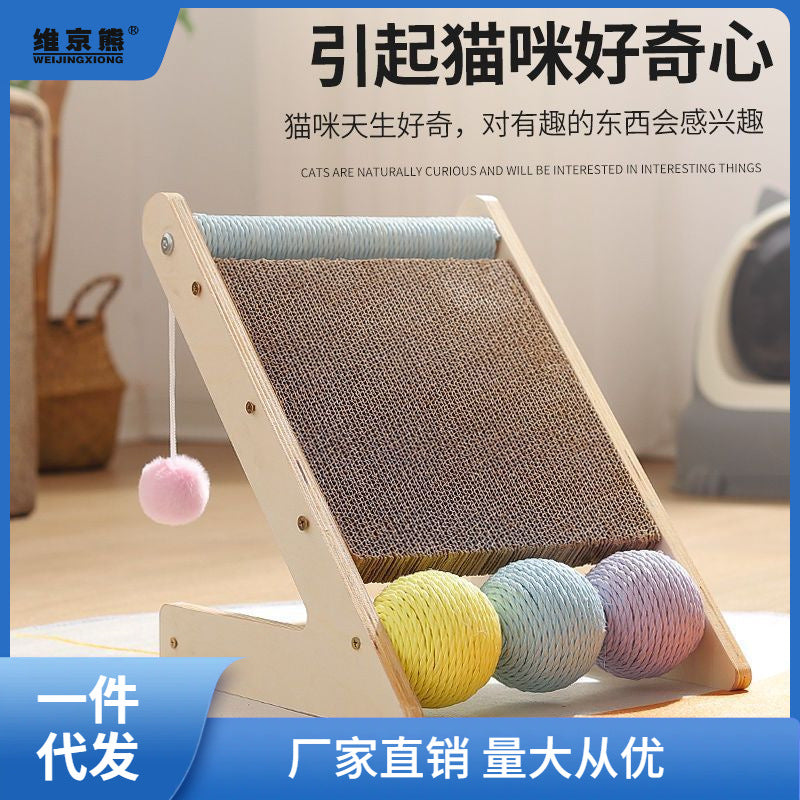 Cat Scratching Board Vertical Solid Wood Toy