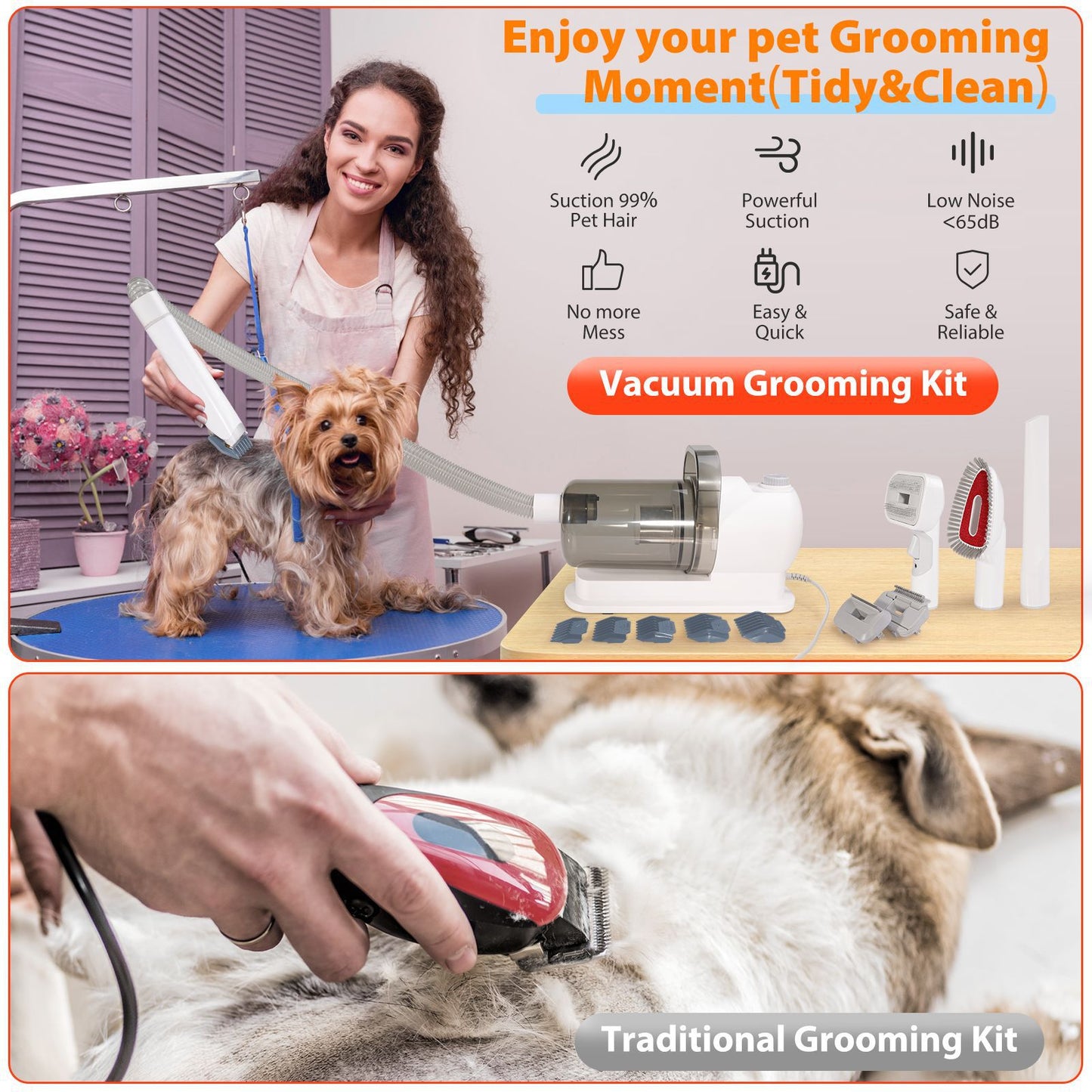 Pet Multi-Function Hair Trimmer Dog Vacuum Cleaner Set All-in-one Beauty Device