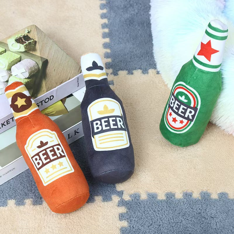 Simulated beer, vodka, whiskey bottle, BB calling pet dog and cat companion pet toys