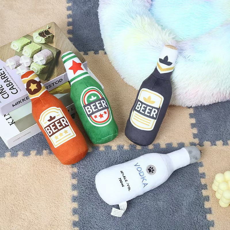 Simulated beer, vodka, whiskey bottle, BB calling pet dog and cat companion pet toys